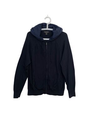 Banana Republic Supima Cotton Zip Hoodie Navy Sportif Full Zip Sweatshirt Men L
